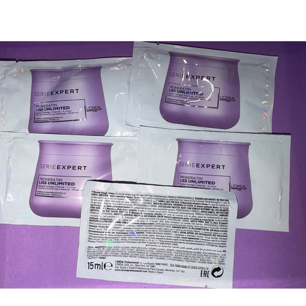 Loreal Professionnel Liss Unlimited Masque 5 Packets travel‎ hair care Smoothing